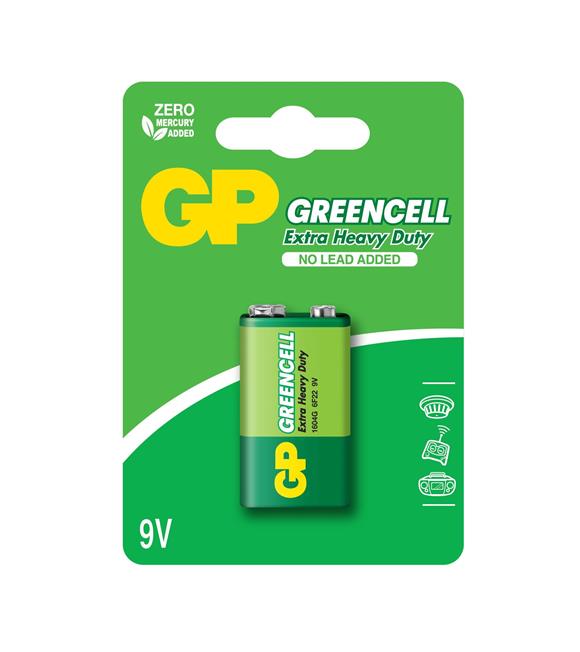 GP Greencel 9V Çinko Pil Tekli Paket GP1604G-2U1