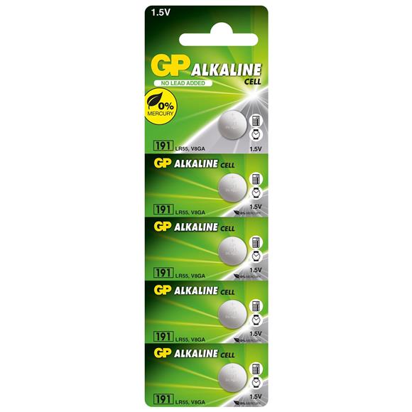 GP GP191-C5 LR55 AG8-LR1120 Alkalin 1.5V Düğme Pil 5'li Paket