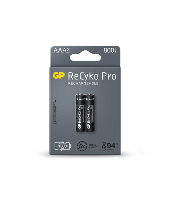 GP ReCyko Pro AAA 800 mAh Şarjlı İnce Kalem Pil 2'li Paket GP85AAACBRMTR-2GBE2