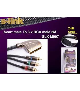 S-link SLX-997 Scart To 3rca 2mt Gold Kablo