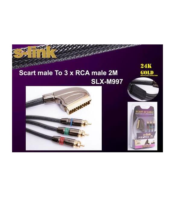 S-link SLX-997 Scart To 3rca 2mt Gold Kablo