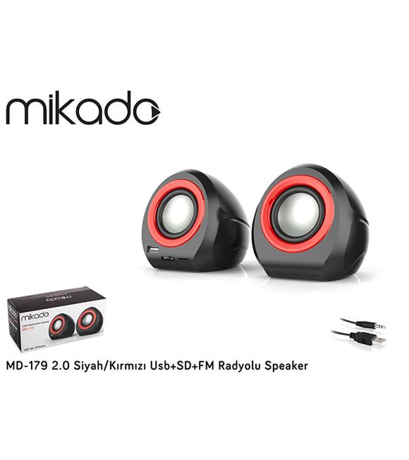 Mikado MD-179 Siyah-Kırmızı Usb+Sd+Fm Radyolu Speaker_1