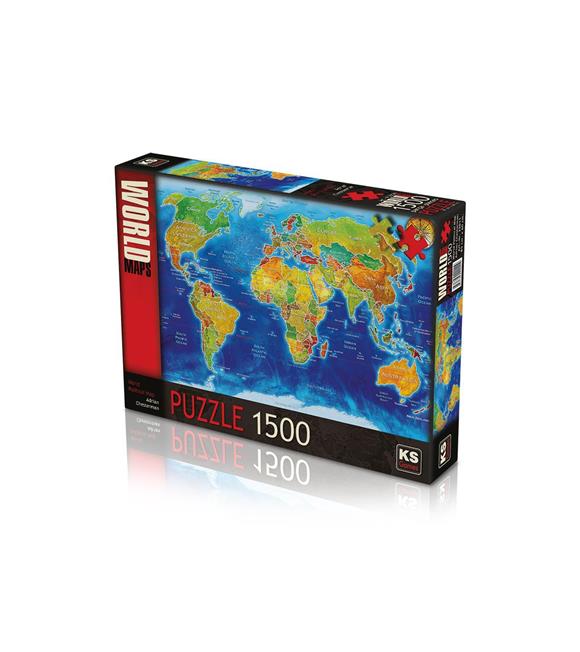 KS Games 1500 Parça Puzzle World Political Map 85x60cm 22011