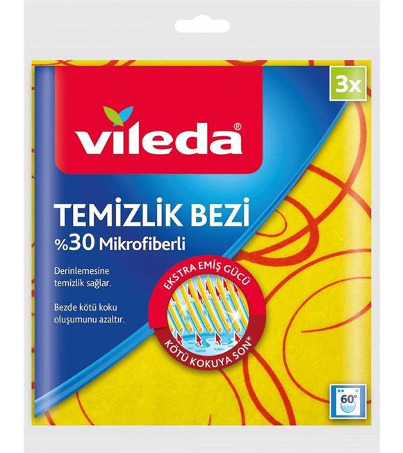 Vileda %30 Mikrofiber Temizlik Bezi 3lü 33x35cm