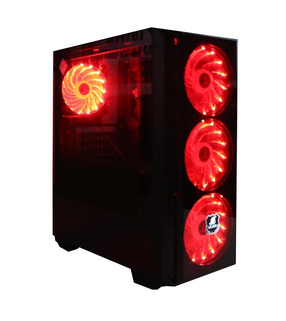 Elba 5507 Cam Panel 4x12cm Kırmızı Led Fan ATX Oyuncu Kasası (PSU Yok)
