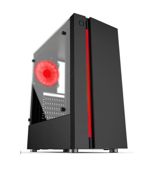 Elba 5516 Gamer Cam Panel Kırmızı Led Fan Atx Gaming Oyuncu Kasası