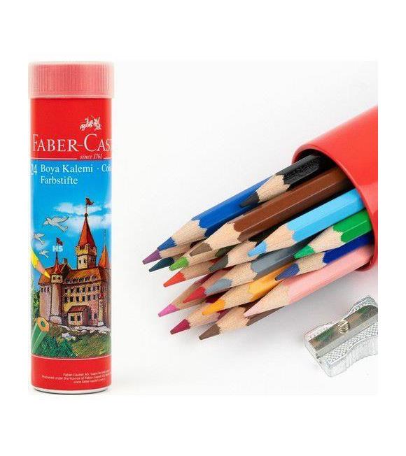 Faber-Castell Tam Boy Kuru Boya 24 Renk Metal Tüp Kalemtraş Hediyeli 5173 116524