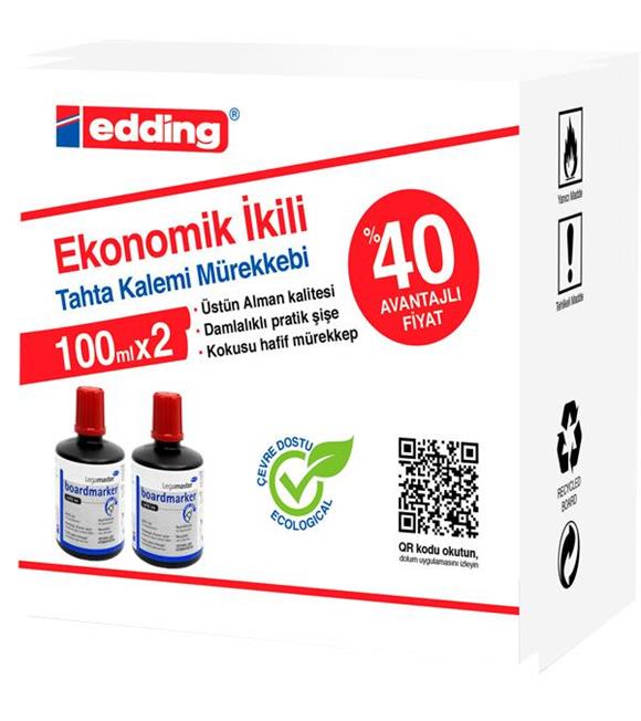 Edding Legamaster Ekonomik Tahta Kalem Mürekkebi 2li 100ml Kırmızı 1199 02