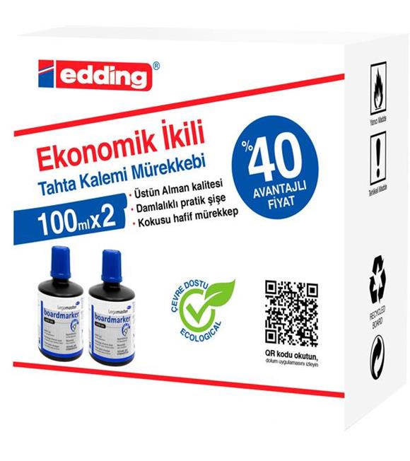 Legamaster Tahta Kalem Mürekkebi Ekonomik 100 ML Mavi 2 Li LM1199K203