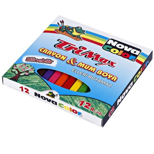 Nova Color Mum Pastel Boya Trimax Üçgen 12 Renk NC-2117 Okula Dönüş Kampanyası Boya Gereçleri