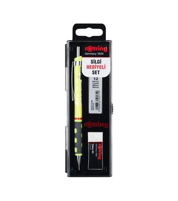 Rotring Tikky Okul Seti 0.5mm Neon Sarı Versatil Kalem + Silgi + Uç