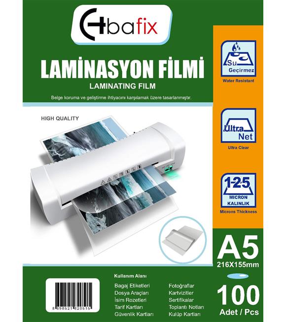 Bafix Laminasyon Filmi A5 125 MIC 216x155