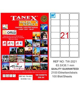 Tanex Laser Etiket 100 YP 63x38 Laser-Copy-Inkjet TW-2021