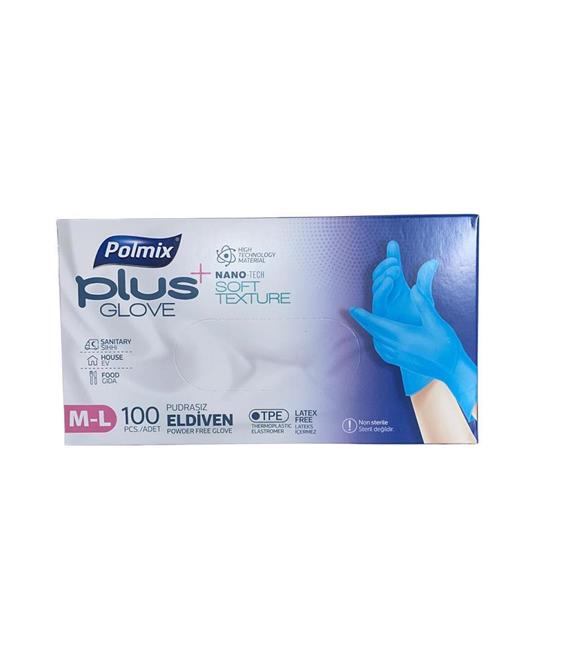 Polmix Plus Pudrasız Glove Nano Tech Mavi Eldiven M-L 100'lü