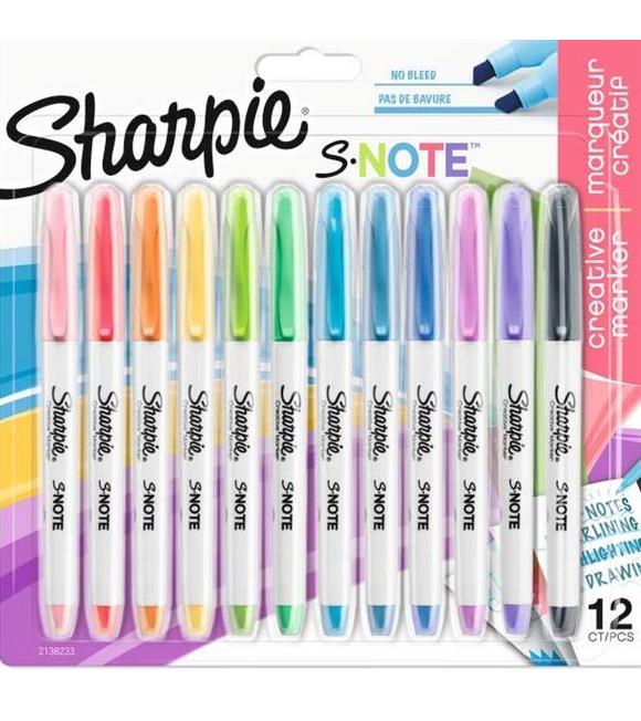 Sharpie Fosforlu Kalem Snote Çok İşlevli Karışık 12 Li Bls