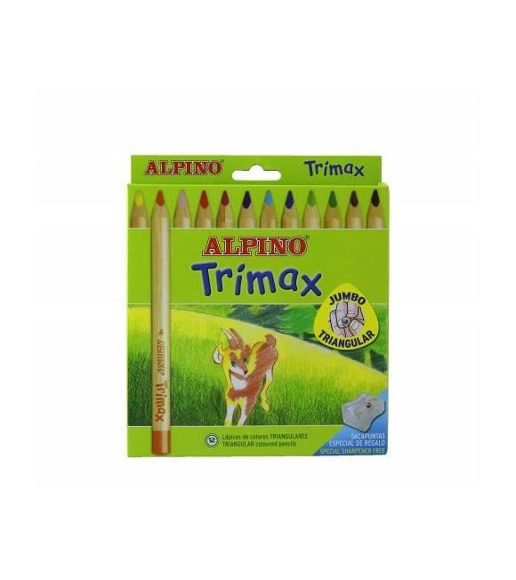 Alpino Trimax Jumbo 12 Renk Üçgen Kuru Boya - Kalemtraş Hediyeli