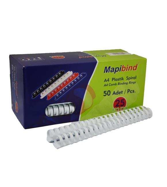 Mapibind Spiral Plastik 220-235 Syf 50 Lİ 25 MM Beyaz 201 25 00