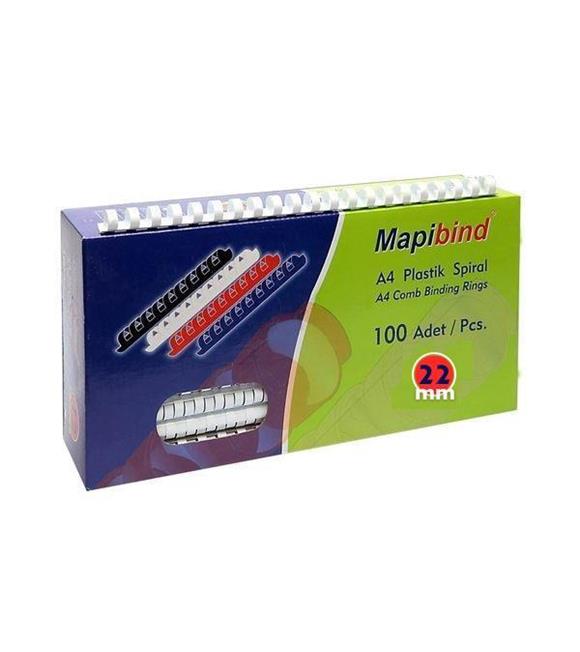 Mapibind Spiral Plastik 200-220 Syf 50 Lİ 22 MM Beyaz 201 22 00