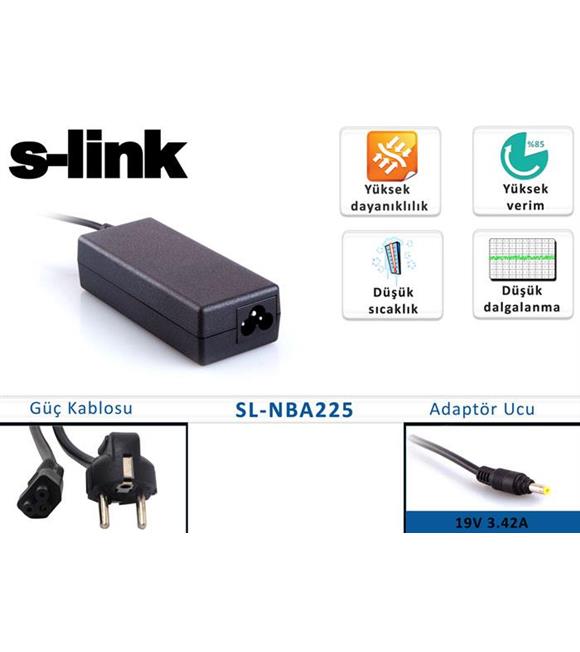 S-link SL-NBA225 19V 3.42A 1.7mm-4.0mm Standart Adaptörü