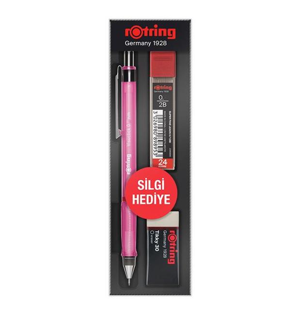 Rotring Visuclick 0.5mm Pembe Versatil Kalem + Silgi + Uç