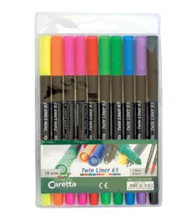 Caretta Twinliner Çift Uçlu Keçeli Kalem 0.4 MM-1.0 MM 10 LU Karışık Renk CT-65