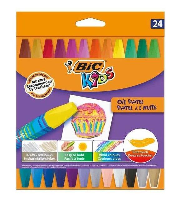 Bic Pastel Boya Kids Karton Kutu Yağlı Köşeli 24 Renk 926447
