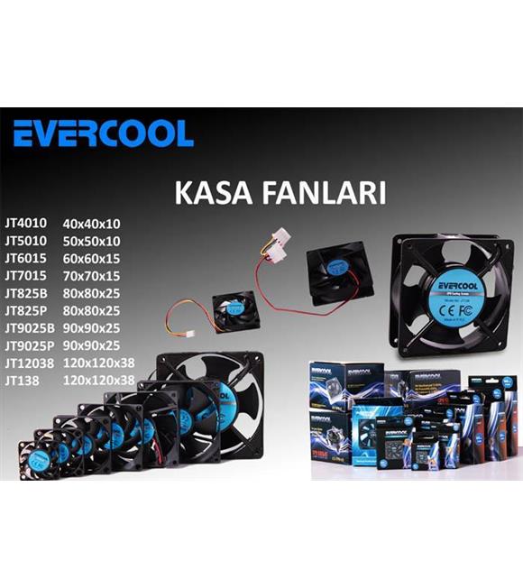 Evercool JT5010 50-50-10mm Kutulu Kasa Fanı 3pinli Bğlantı Kablosu