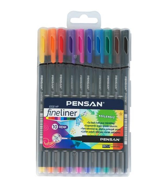 Pensan Fineliner Keçe Uç Kalem 0.4 MM 10 LU Plastik Kutulu 6500 HP