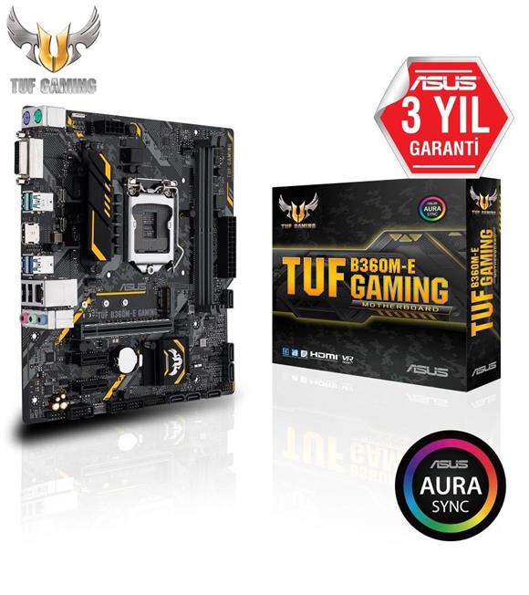 Asus Tuf B360M-E Gaming Intel LGA1151 8.Nesil 32GB DDR4 2666Mhz M2 Hdmi-Dvi mATX Anakart