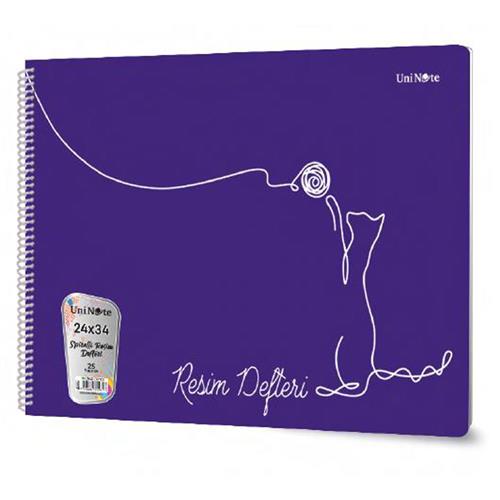 Uni Note Çınar Resim Defteri Spiralli Plastik Kapak 25 YP 24x34 33006 Okula Dönüş Kampanyası Defterler