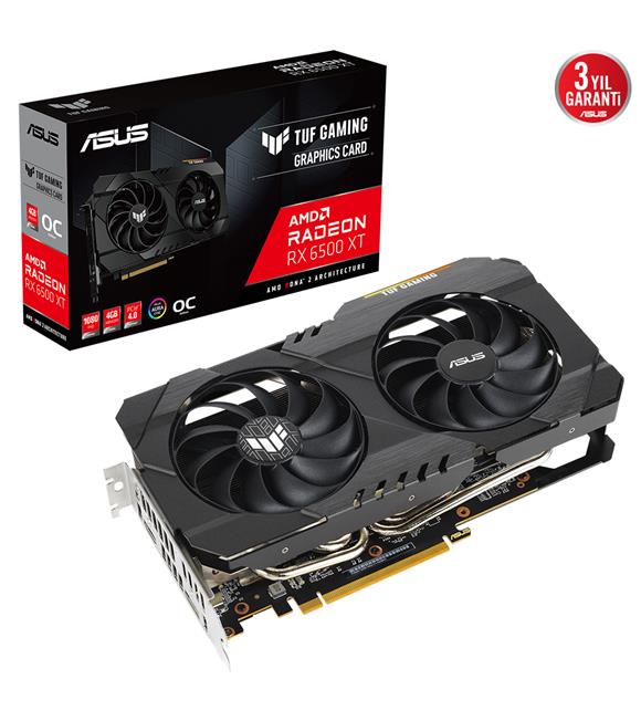 Asus TUF Gaming Radeon RX6500XT OC TUF-RX6500XT-O4G-GAMING 4GB GDDR6 64Bit DX12 Gaming Ekran Kartı