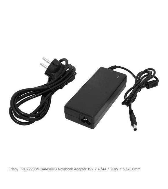 Frisby FPA-7228SM Notebook Adaptör (Samsung) 19V 4.74A (Uç Boyutu : 5.5 x 3.0mm)