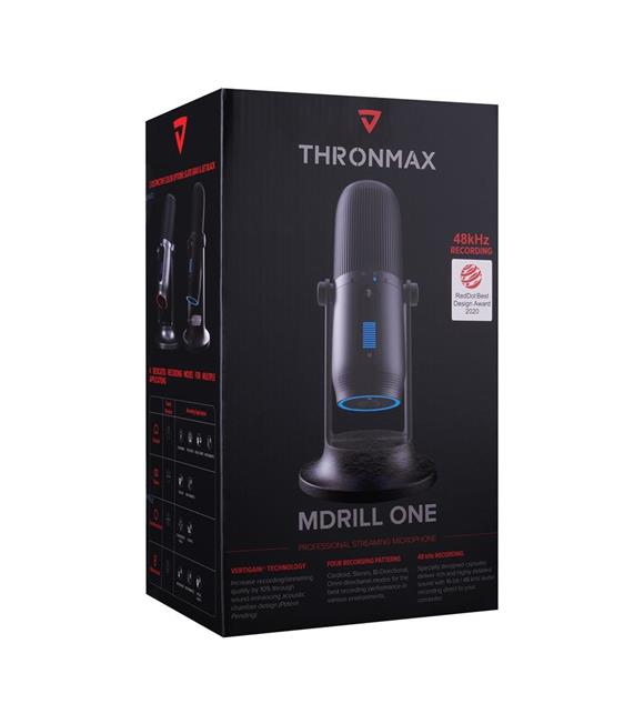 Thronmax M2 MDRILL ONE Siyah USB 48Khz 16Bit HD Stüdyo 4Tip Kayıt RGB 3,5mm Led Type-C Mikrofon Karaoke Mikrofon