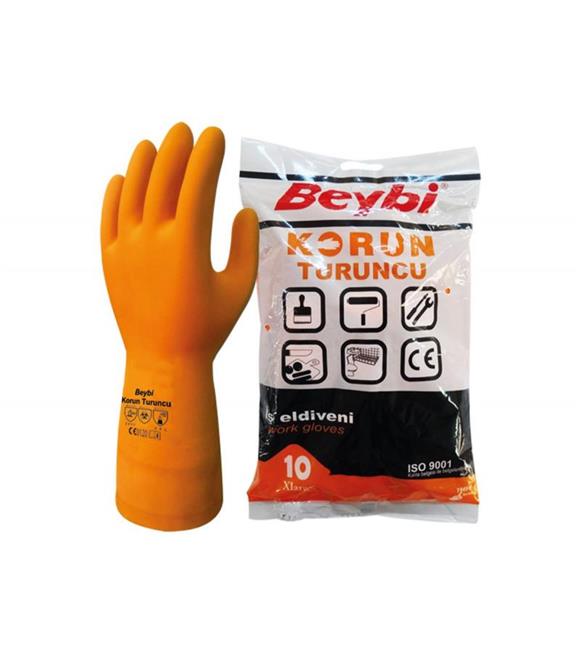 Beybi Korun Turuncu 9,5 Beden 10lu Nitril İş Eldiveni
