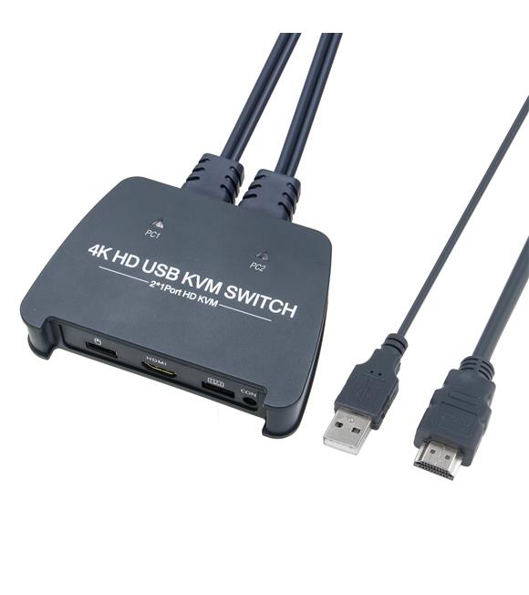 Vcom DD221-4K 2 Port Hdmi 1.4V 4K@30Hz Plastik Kasa Kvm Switch