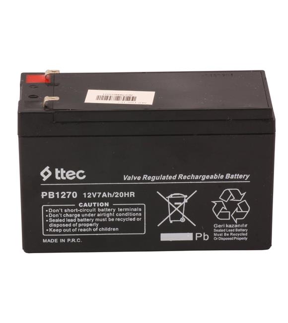 Ttec 12V 7AH-20HR Base Bakımsız Kuru Akü Alarm-Siren için Ups Uygun Değil 1,75 Kg