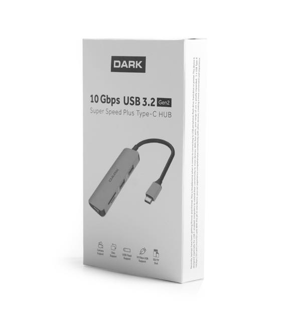 Dark DK-AC-U31X37 USB 3.2 Type-C 5 in 1 TF SD Kart Okuyucu-3x USB 3.2- Çoklayıcı Çevirici HUB