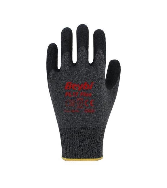 BEYBİ PL17 Flex 10 Beden Siyah Polyesyter Likralı İpten Örülmüş Lateks Kaplı 12li Paket (3131X)