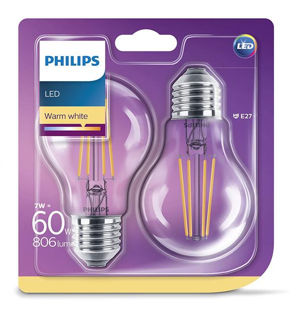 Philips Led Classıc 60w a60 e27 ww cl nd (768587) Sarı 2li Paket