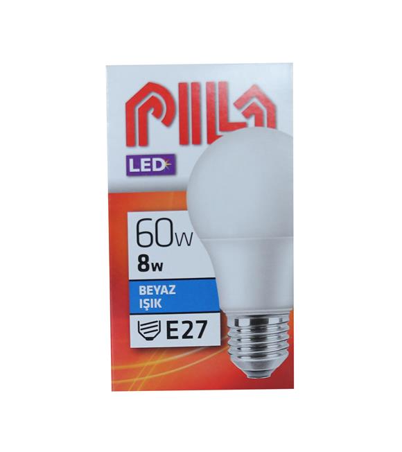 Ampul Pila Led a60 8w-60w E27 Beyaz Led Ampul