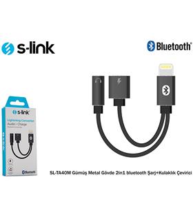 S-link SL-TA40M Lightning Gri Metal 2in1 bluetooth Şarj+Kulaklık Çevirici