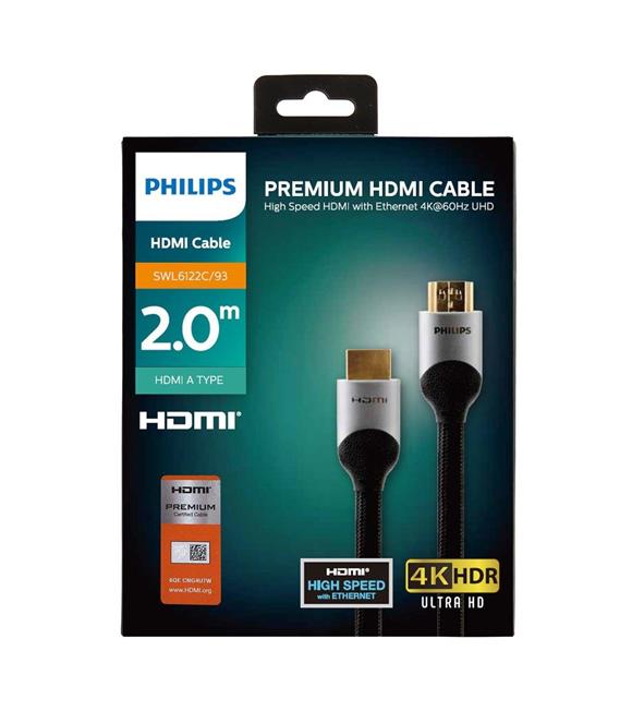 Philips SWL6122C-93 2,0mt Altun Uç 4K Hdr Premium 18gbps 60hz Hdmı Kablosu Kutulu