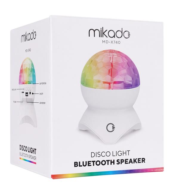 Mikado MD-X740 Beyaz Şarjlı BT-TF Cart-USB Tavan Led Işıklı Disko Topu Speaker_3