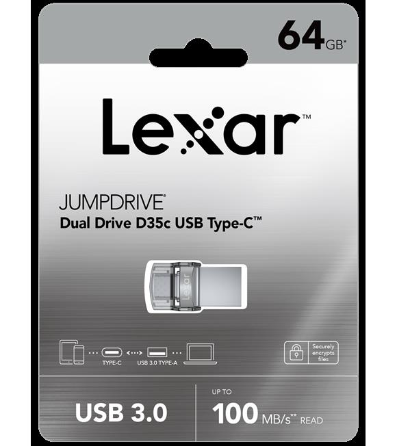 Lexar 64GB Usb 3.0 J.Drive D35c OTG Type-C 100MB-s Çift Taraflı Flash Bellek