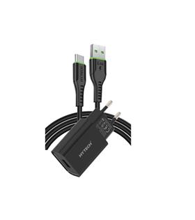 Hytech HY-XE26T Type-C Kablolu 2100MA Ev Şarj 11W + 2,4A Siyah Şarj Adaptör Seti