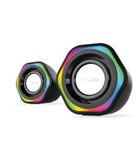 Mikado MD-176 2.0 3W-2 Siyah RGB Aydınlatmalı USB + 3.5mm USB 5V Speaker Hoparlör