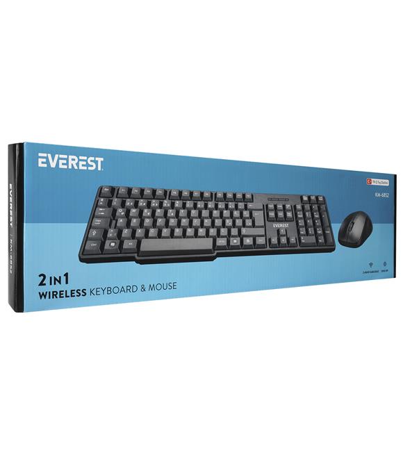 Everest KM-6852 Siyah Usb Kablosuz Combo Q Standart Klavye + Mouse Set