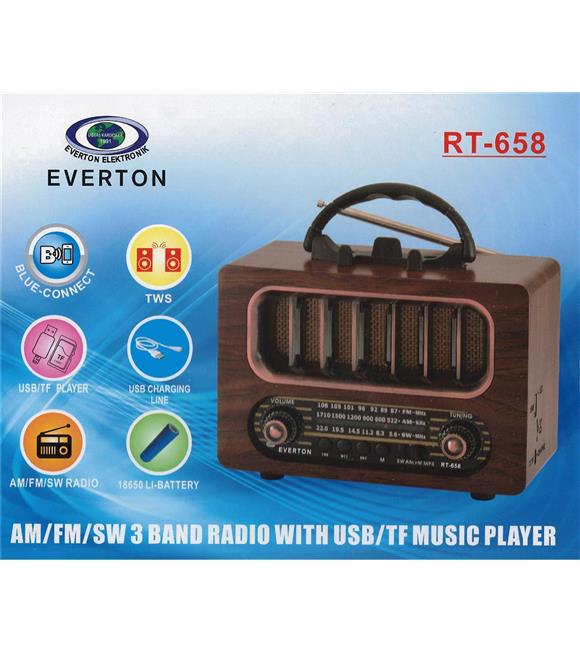 Everton Rt-836 Bluetooth Fm-Usb-Tf-Aux Şarjlı Nostaljik Radyo