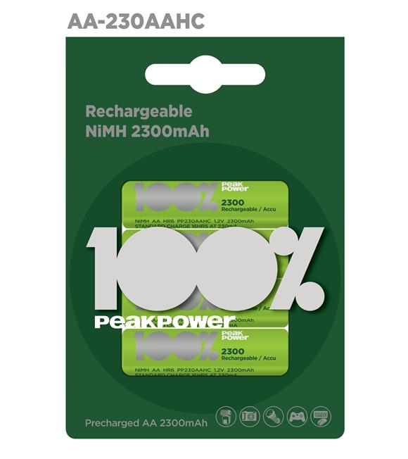 Peak Power AA Boy Kalem Pil Şarjlı 2300mAh 4'lü Paket 230AAHCMTK