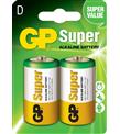 Süper Alkalin LR20 D Boy Kalın 2li Paket Pil GP13A-2U2